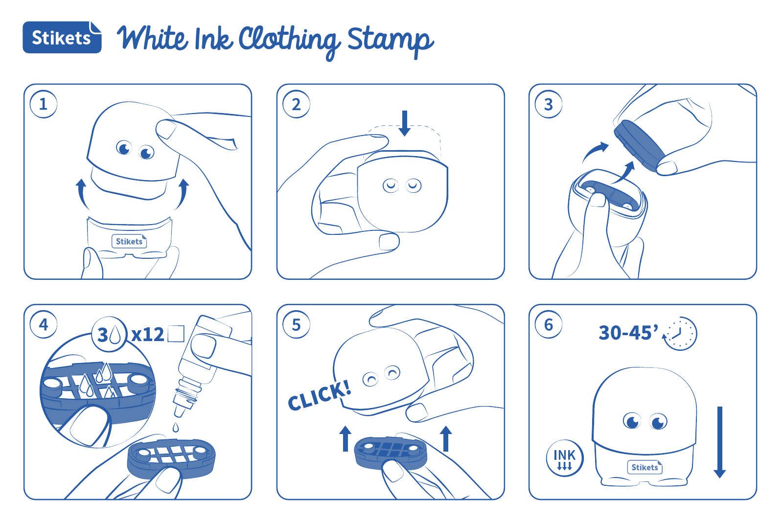 Personalised temporary white ink stamp for marking clothes and belongings